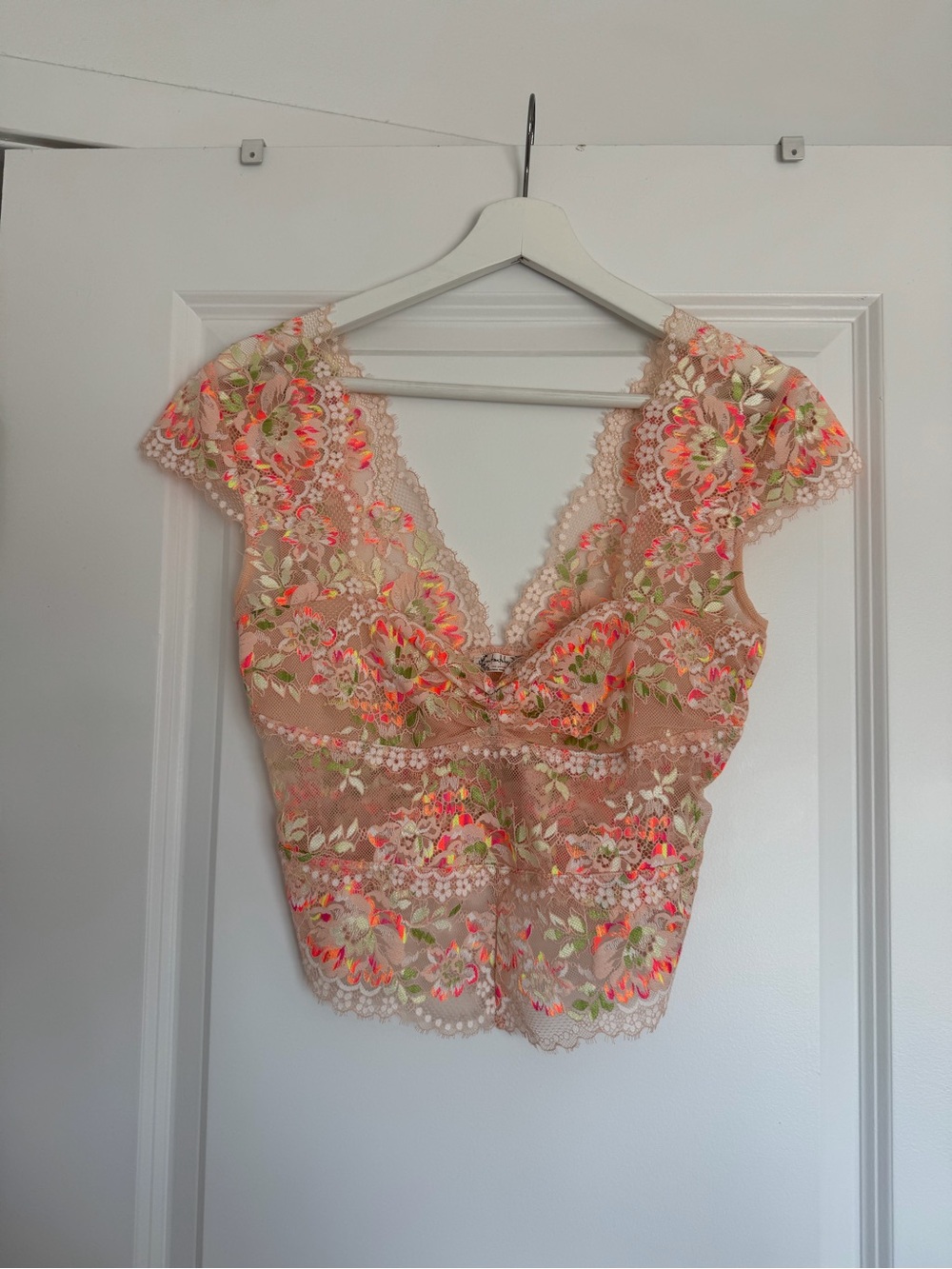 Free People Garden Party Lace Tee Pink
